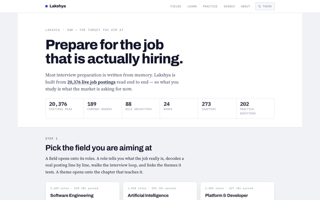 Lakshya landing page